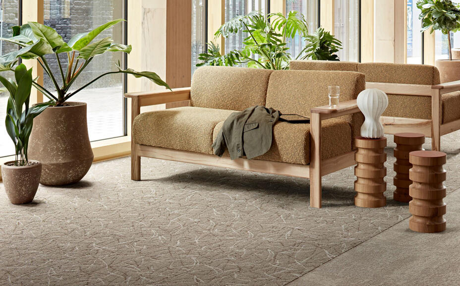 Brown carpet tiles / 