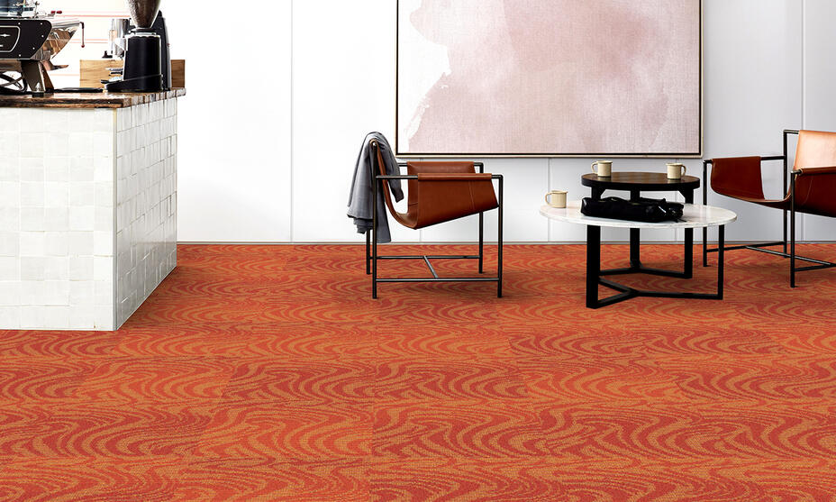 Orange carpet tiles / 