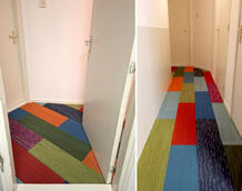 A happy customer chose Shuffle It Shades of Colour planks (25x100 cm) to give their hallway a stylish, modern look